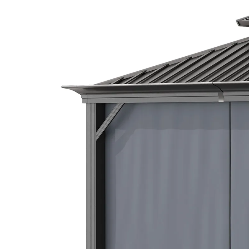 12' x 10' Outdoor Hardtop Gazebo with Netting Sidewalls - Dark Gray