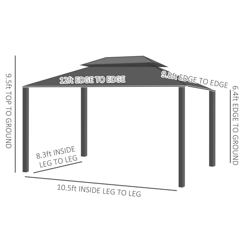 12' x 10' Outdoor Hardtop Gazebo with Netting Sidewalls - Dark Gray