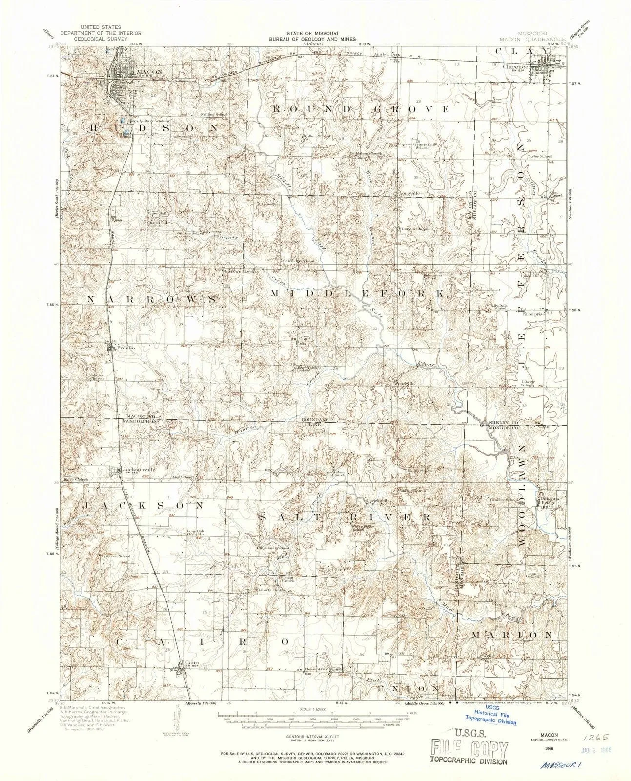 1908 Macon, MO - Missouri - USGS Topographic Map