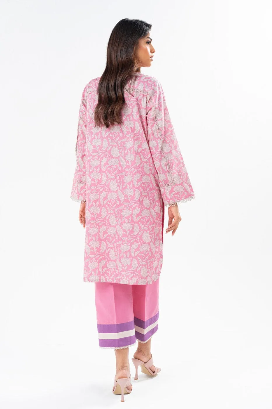 2 Pc Printed Lawn Suit With Printed Cambric Trouser