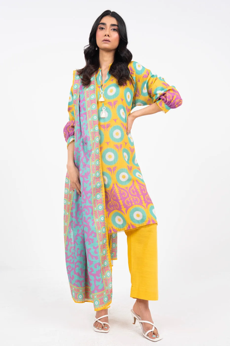 2 Piece Printed Khaddar Suit With Light Khaddar Dupatta