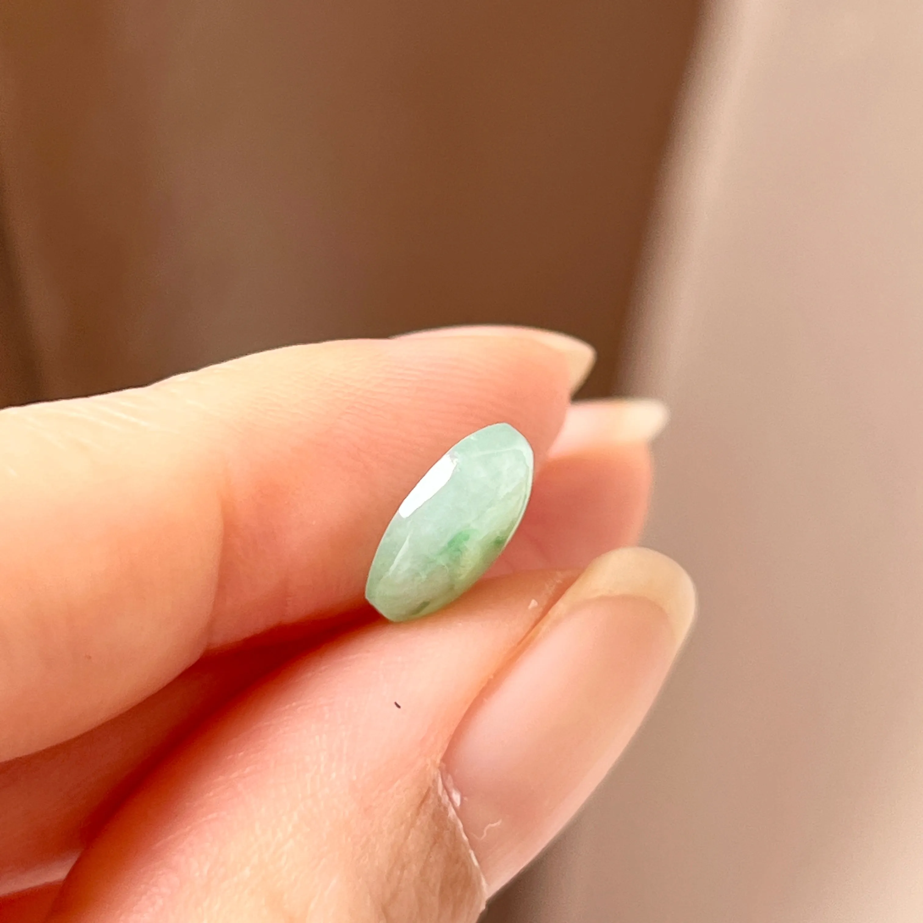 2.8 cts A-Grade Natural Moss On Snow Jadeite Polygon Cabochon No. 130476