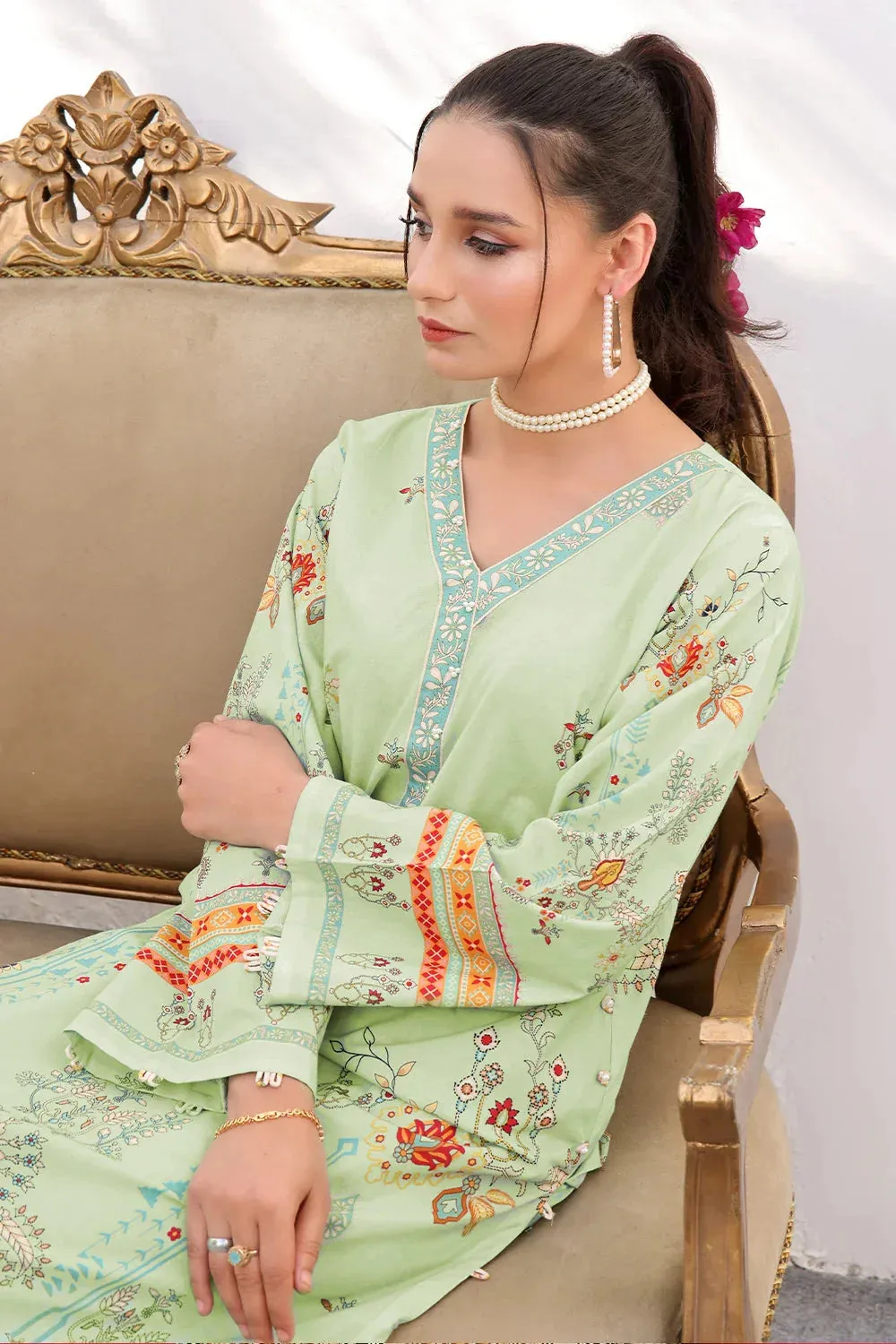 2PC Unstitched Printed Lawn Shirt and Trouser KST-2526