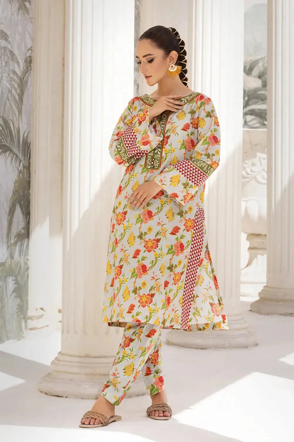 2PC Unstitched Printed Lawn Shirt and Trouser KST-2646