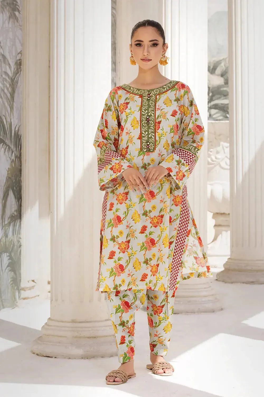 2PC Unstitched Printed Lawn Shirt and Trouser KST-2646