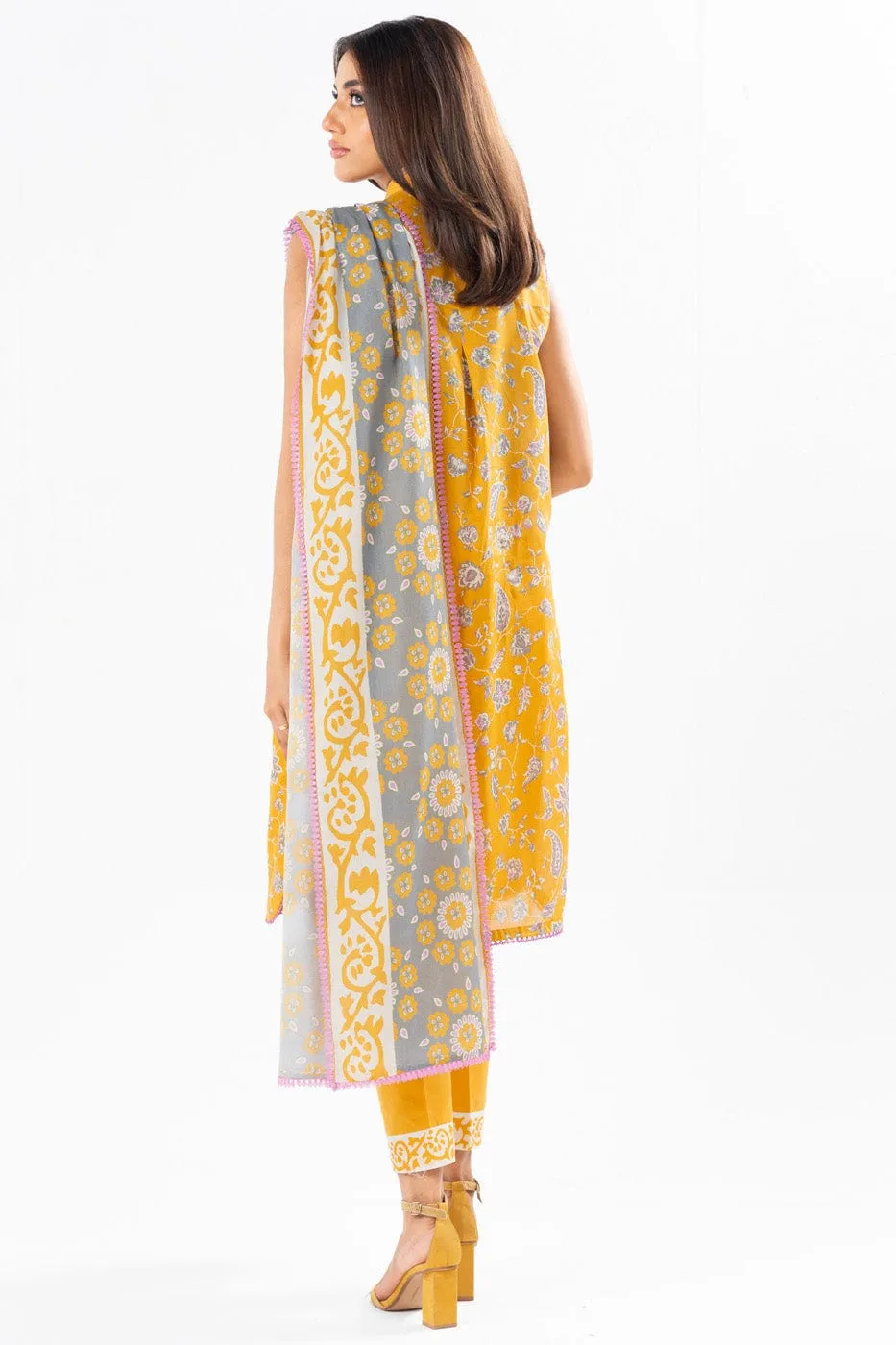 3 Pc Printed Lawn Suit With Printed Lawn Dupatta