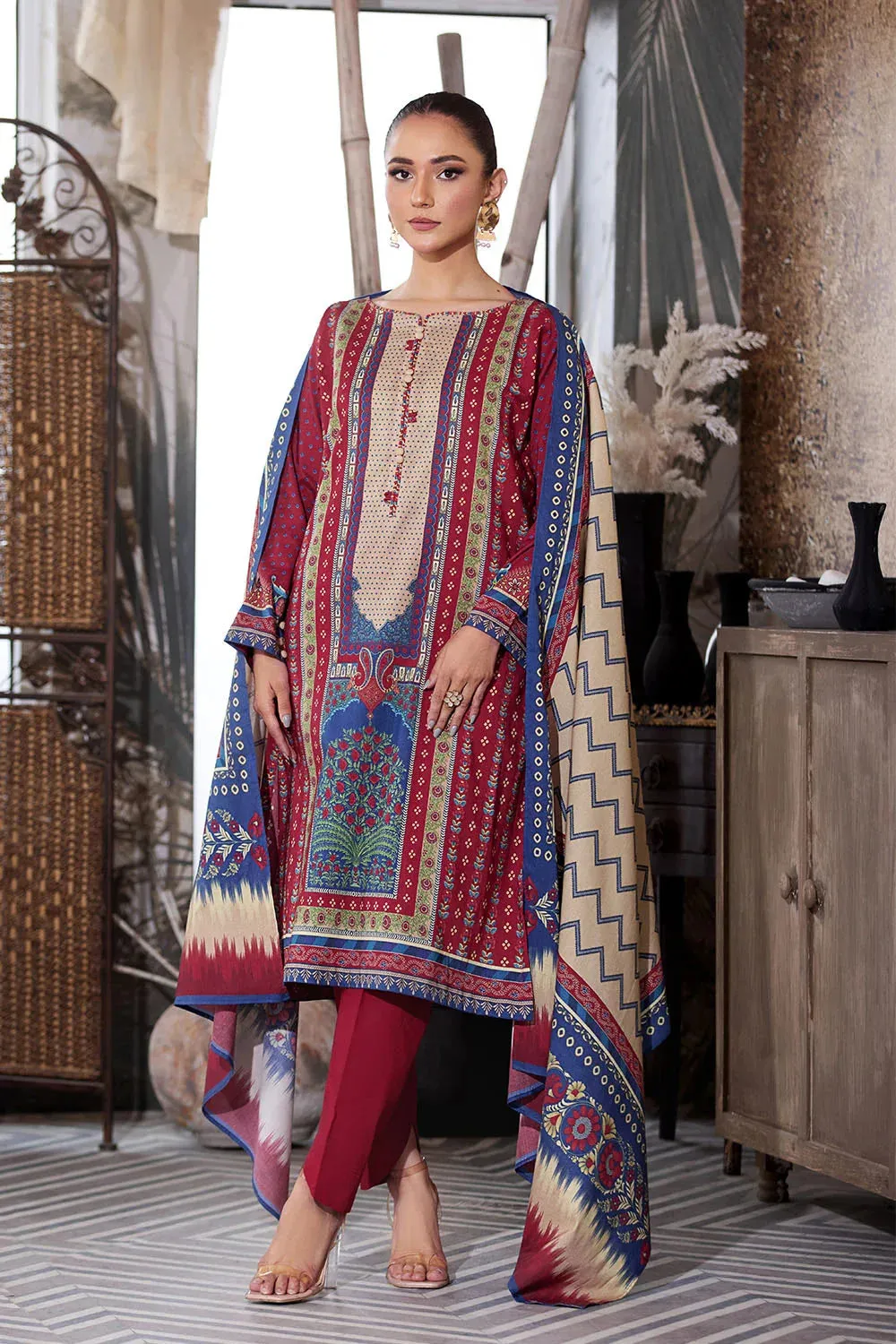 3PC Printed Unstitched Lawn Suit KLA-2592