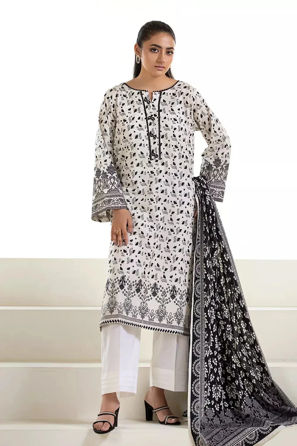 3PC Printed Unstitched Lawn Suit KLA-2640