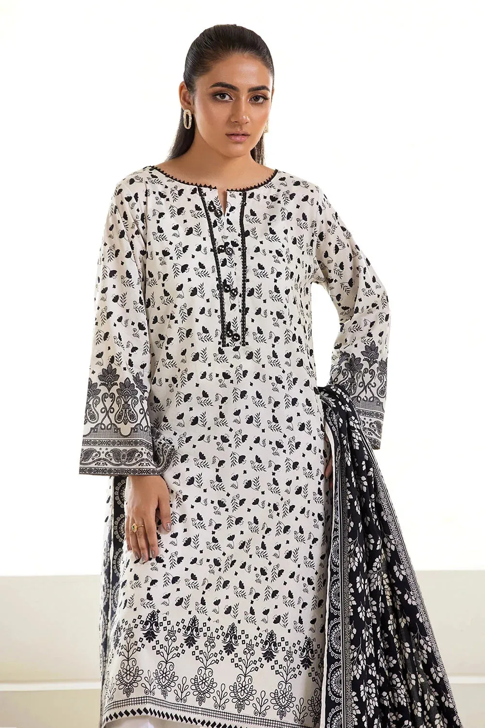 3PC Printed Unstitched Lawn Suit KLA-2640