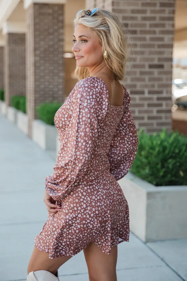 A Simple Song Brown Spotted Knit Dress