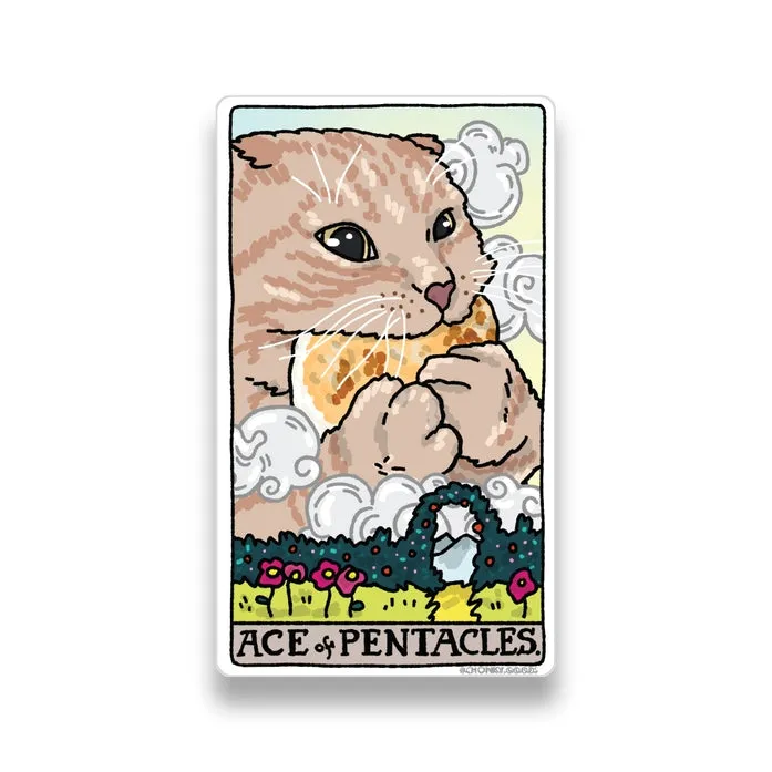 Ace of Pentacles Tarot Cat Meme Stickers (Major Arcana)