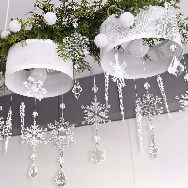 Acrylic Ice Ribbon Snow Ceiling Hanging Pendant for Christmas Tree Decorations