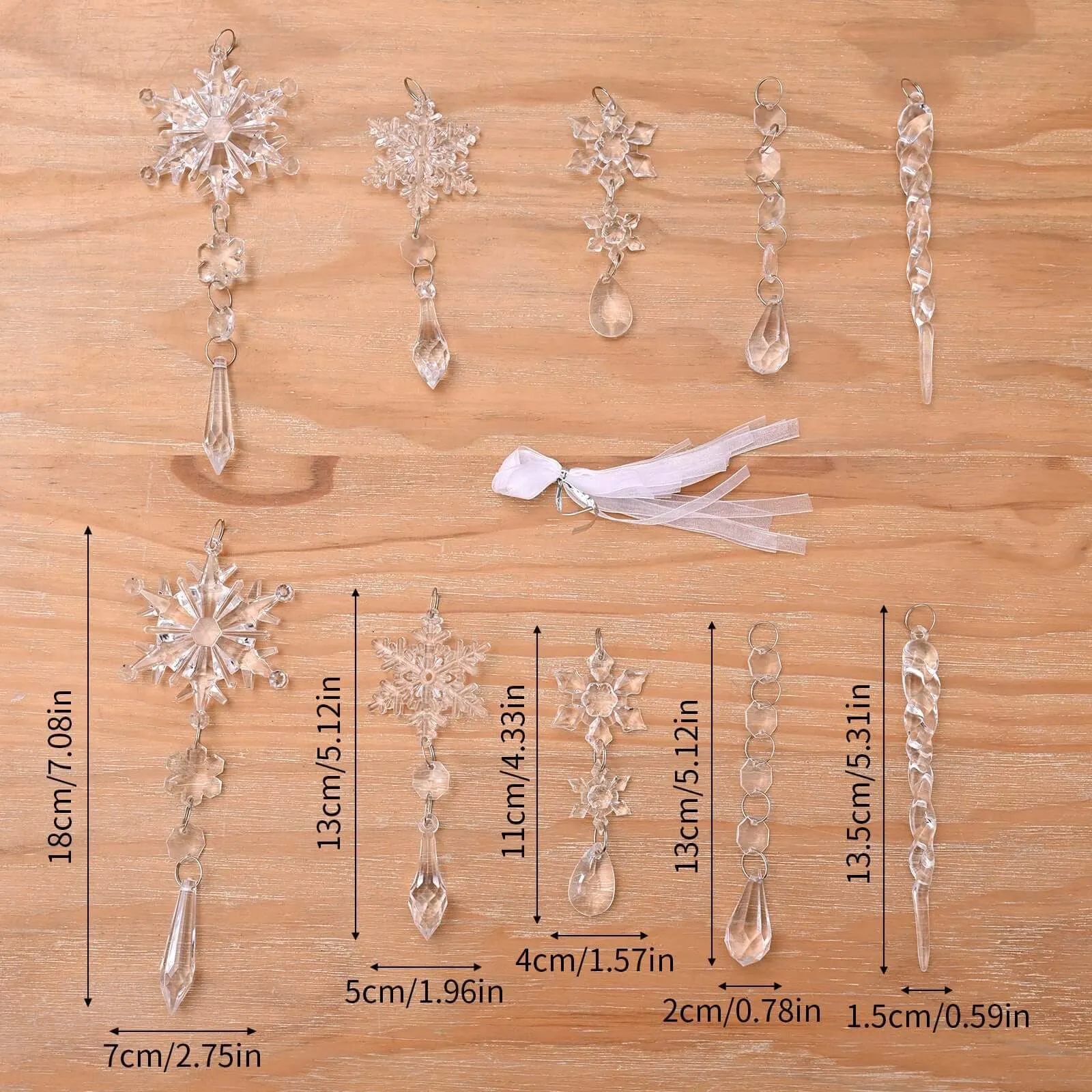 Acrylic Ice Ribbon Snow Ceiling Hanging Pendant for Christmas Tree Decorations