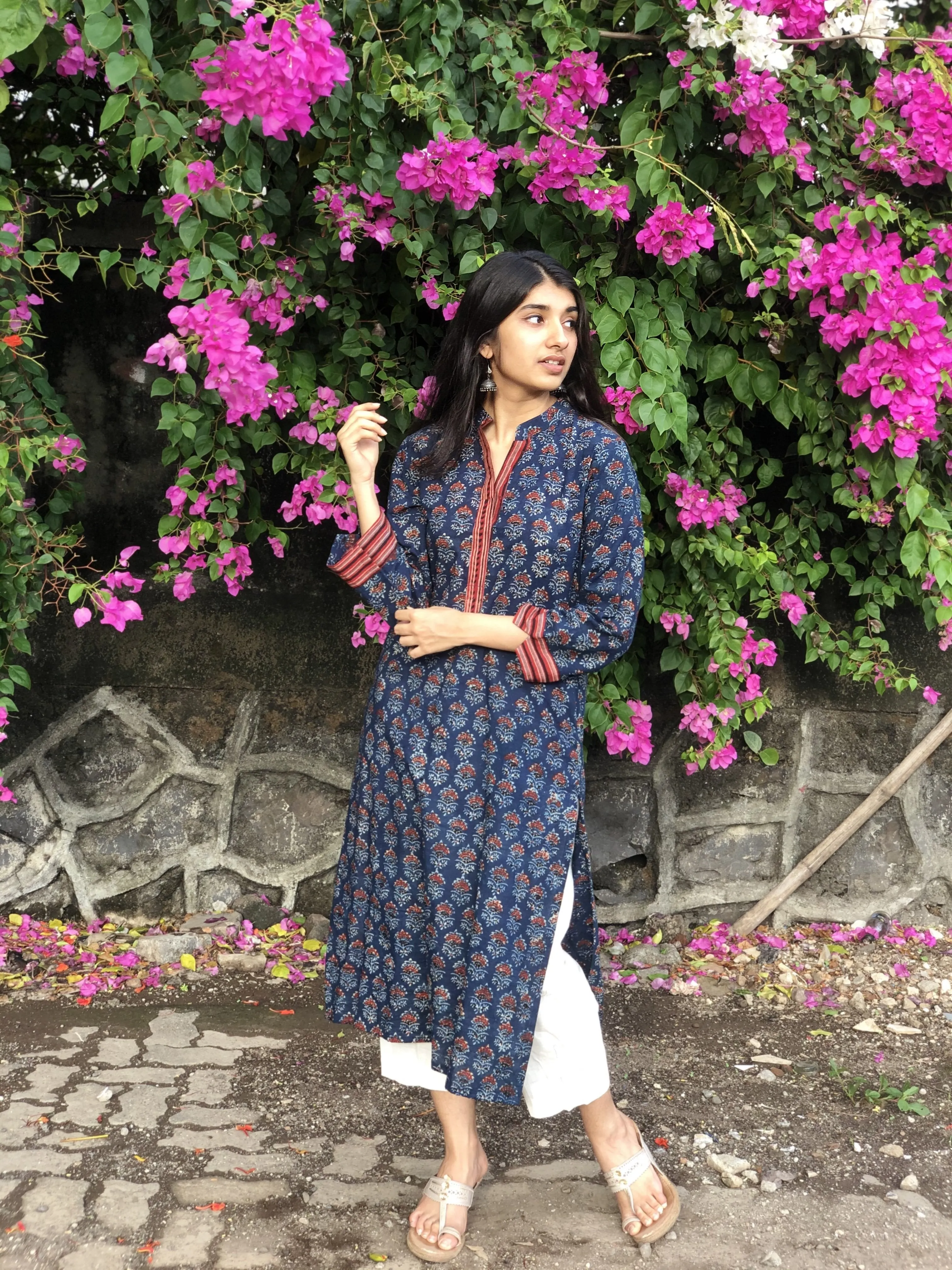 Ajrakh Indigo Madder Collared Kurta