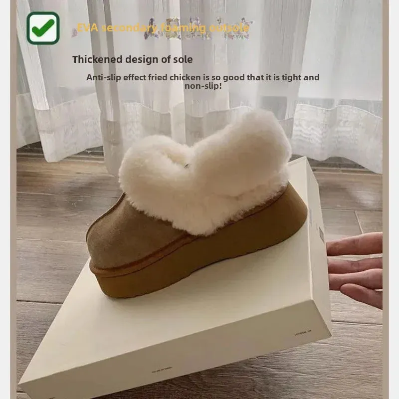 Amozae-Thickened Cotton Women's Slippers  Warm Outer Wear Anti-slip Winter Fleece Shoes One Step Warm Footwear Women's