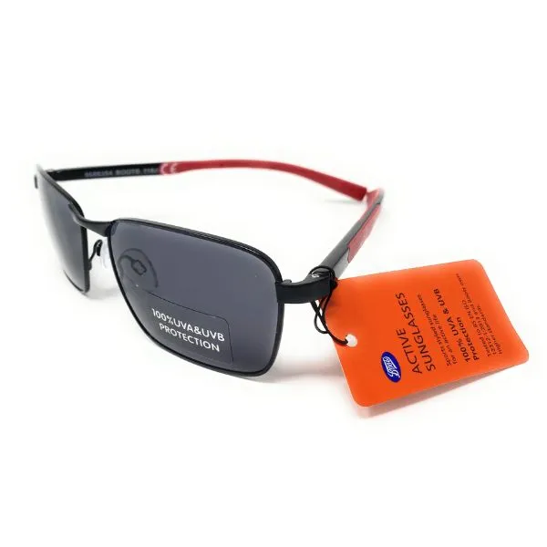 Boots Men's Active Sunglasses Black Frames Red Arms 118J