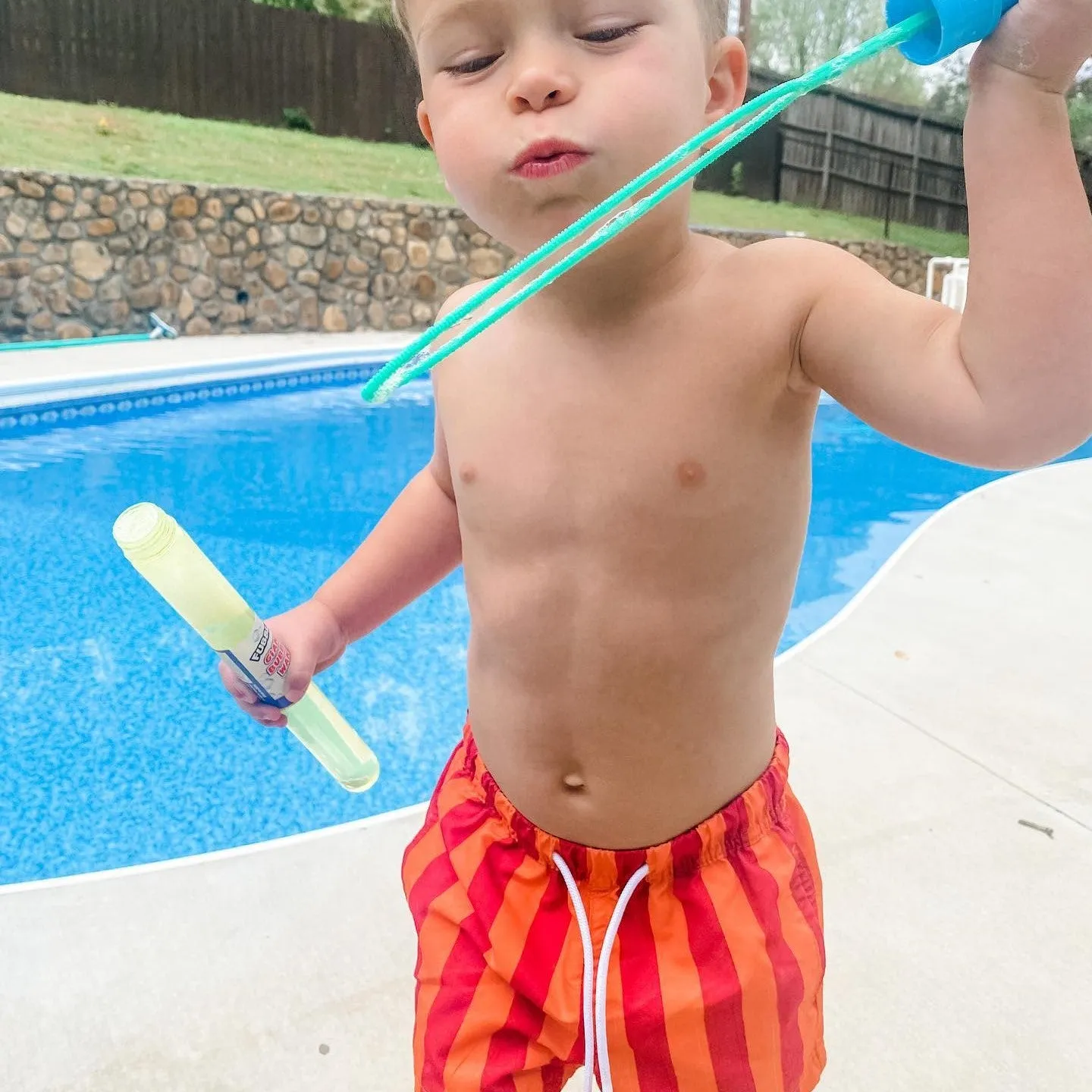 Boys Cute Orange Stripe Swim Trunk