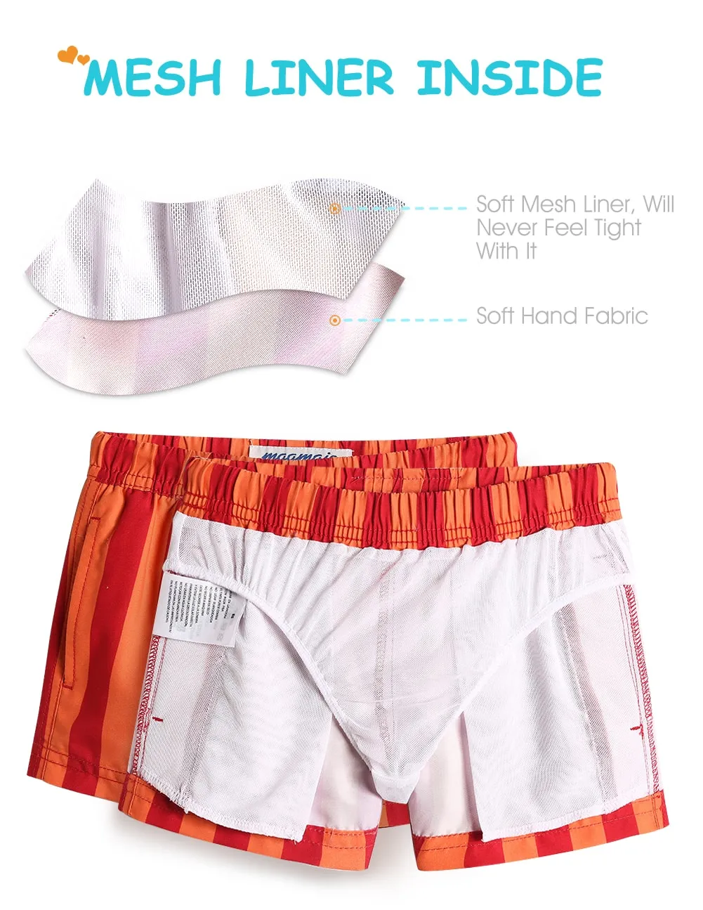 Boys Cute Orange Stripe Swim Trunk