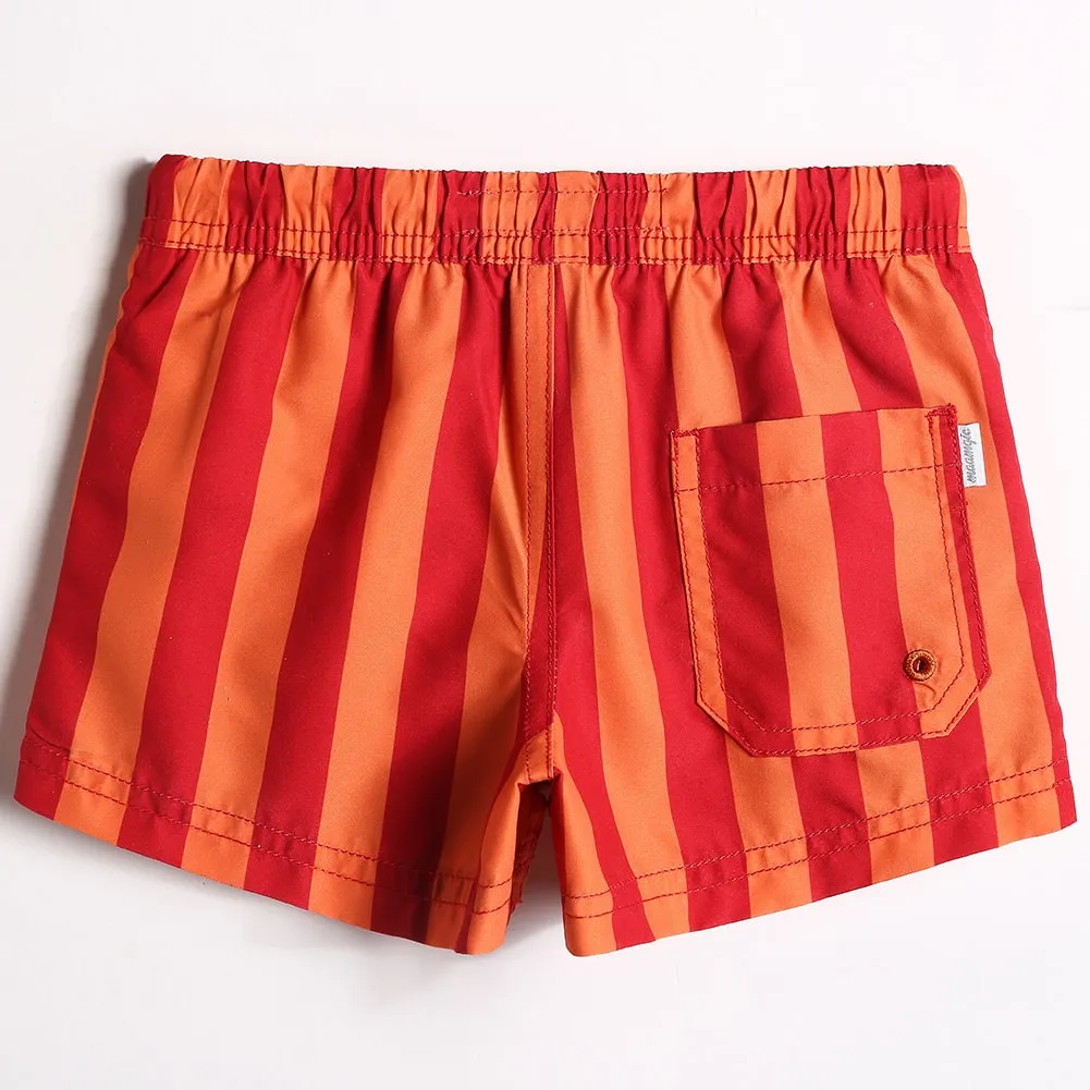 Boys Cute Orange Stripe Swim Trunk