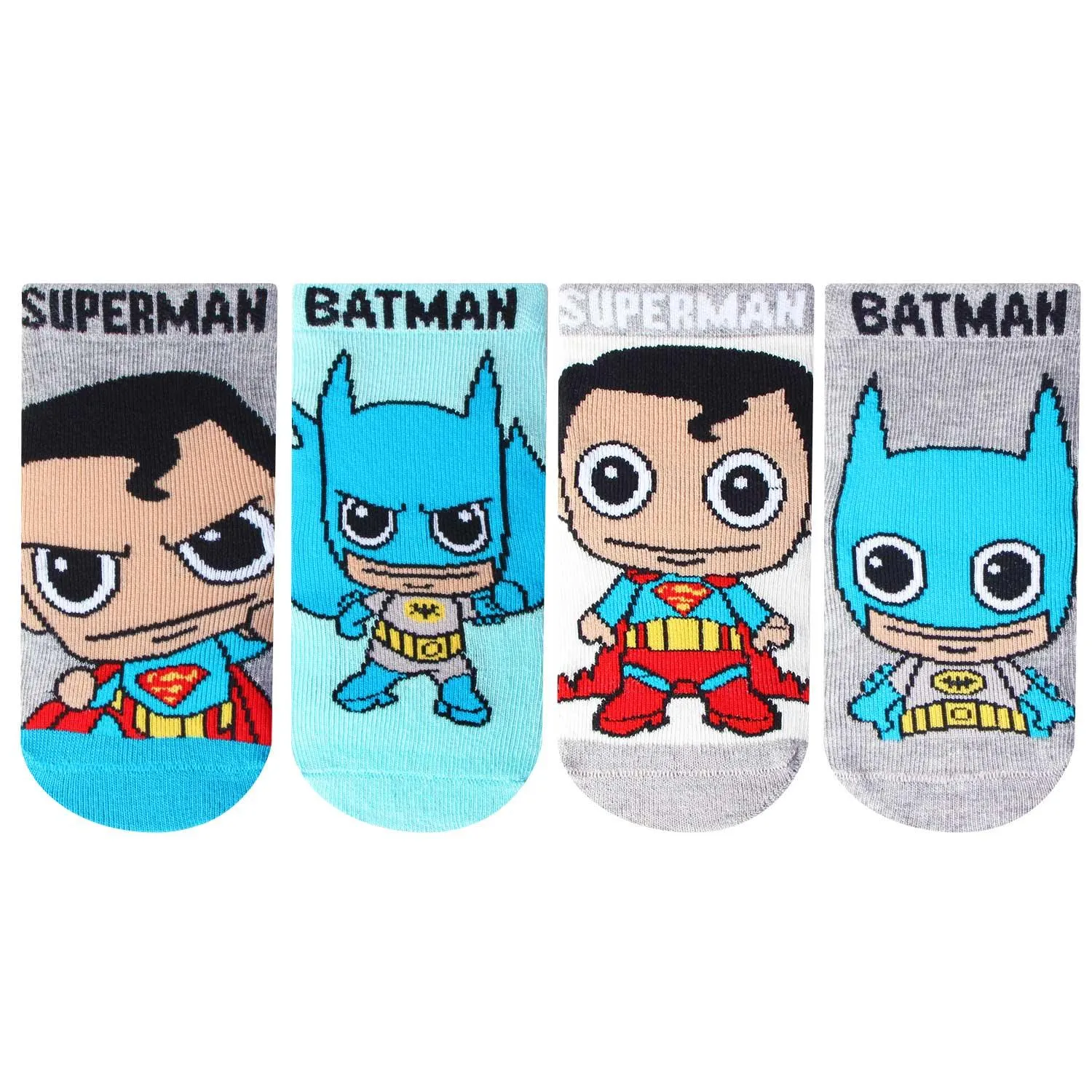 Chibi Batman & Superman Infant Unisex Socks-Pack Of 4