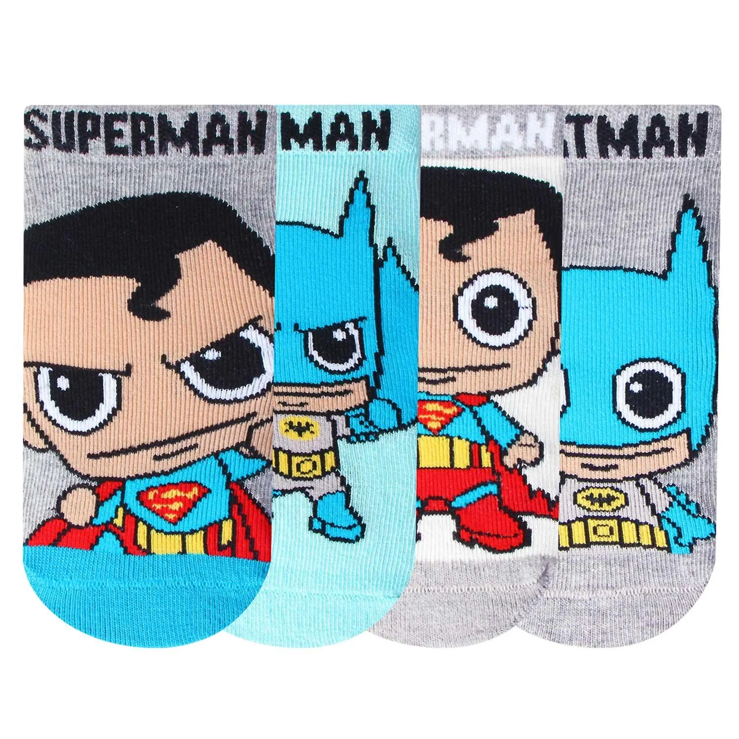 Chibi Batman & Superman Infant Unisex Socks-Pack Of 4