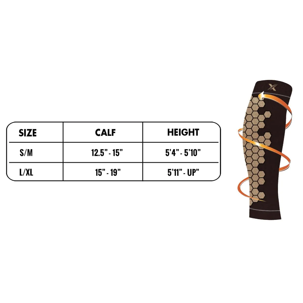 Copper Infused High Performance and Support Calf Sleeves (1-Pair)