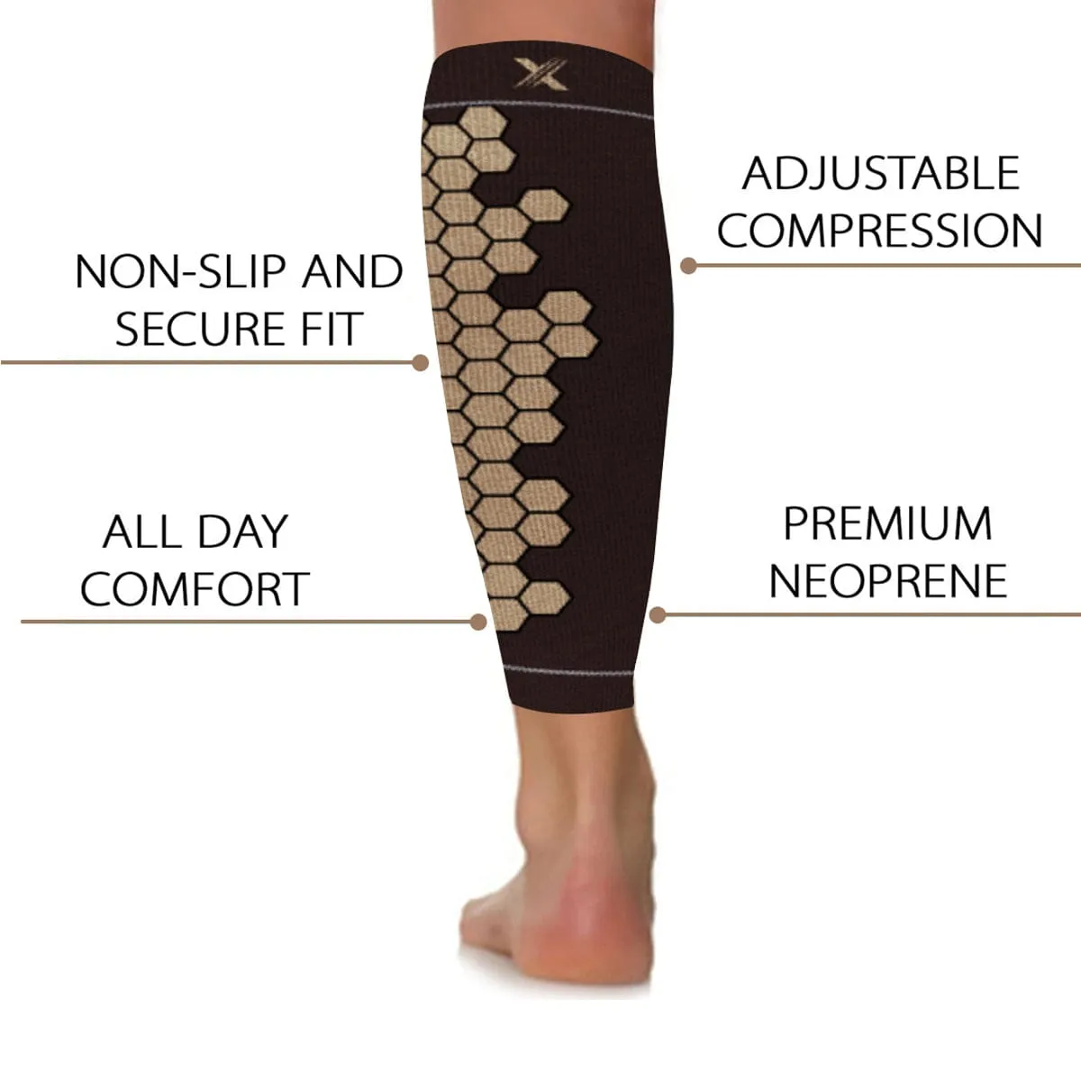 Copper Infused High Performance and Support Calf Sleeves (1-Pair)