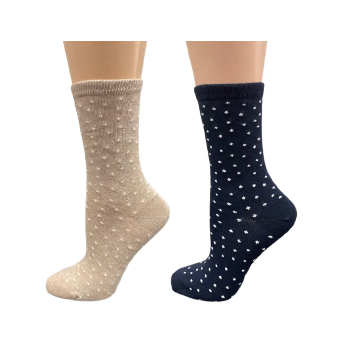 Cotton Crew Stripped and Pin Dot Dress Socks