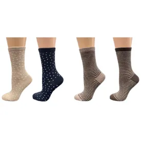 Cotton Crew Stripped and Pin Dot Dress Socks