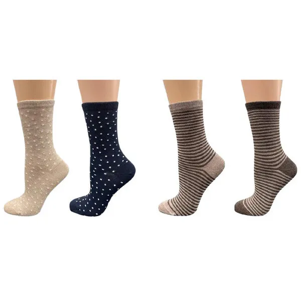 Cotton Crew Stripped and Pin Dot Dress Socks