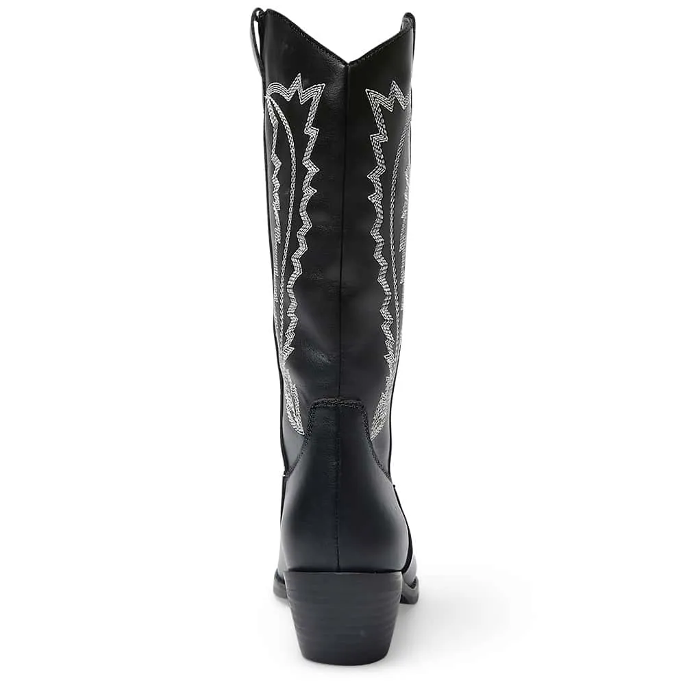 Cowboy Boot in Black And White Smooth