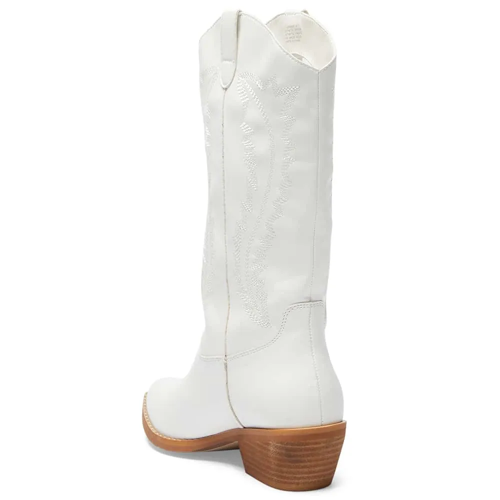 Cowboy Boot in White Smooth