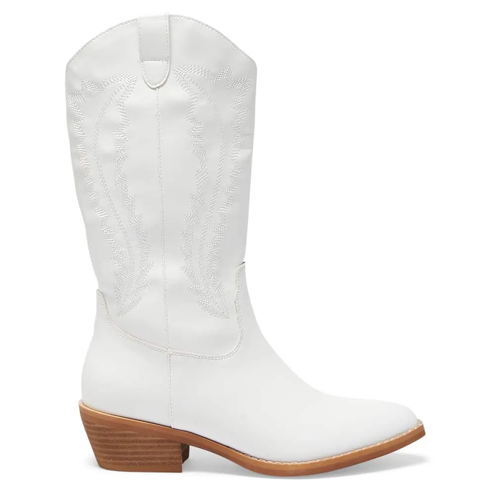 Cowboy Boot in White Smooth