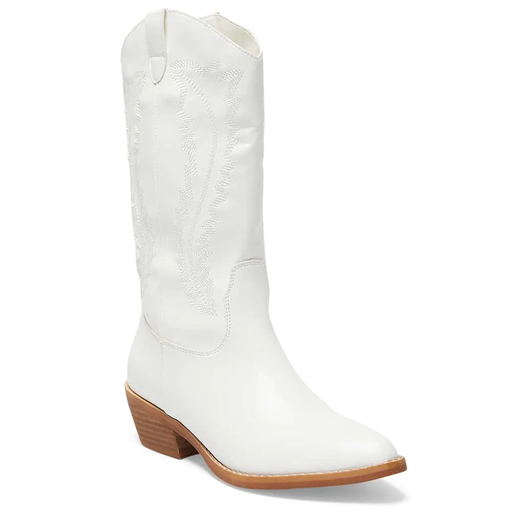 Cowboy Boot in White Smooth