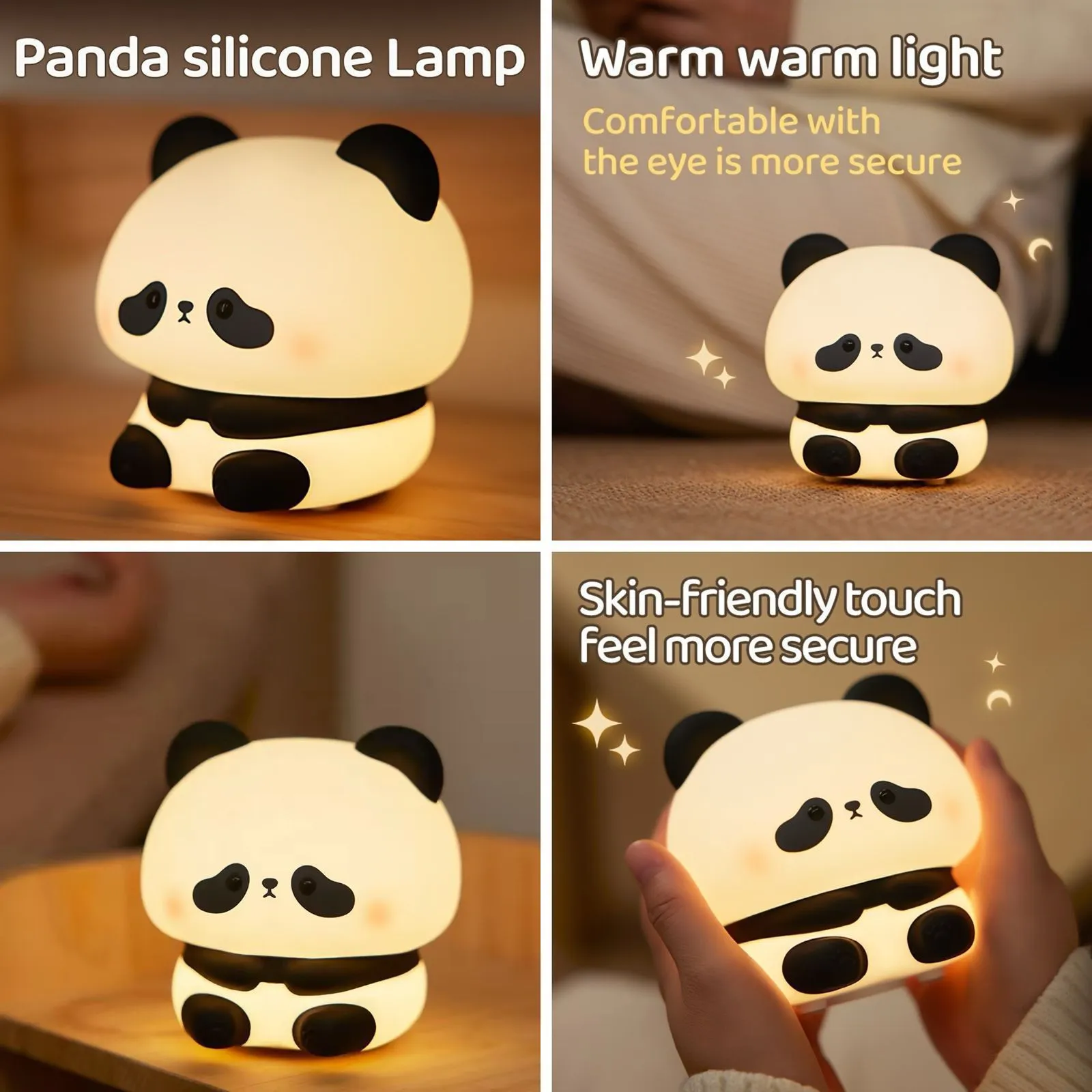 Cute Panda Touch Silicon Lamp - USB Chargeable