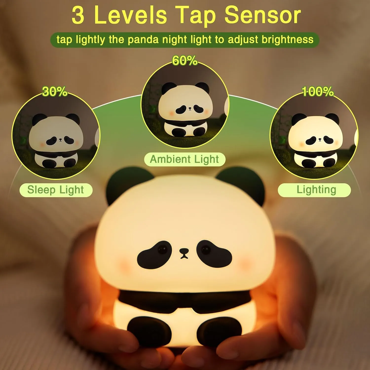 Cute Panda Touch Silicon Lamp - USB Chargeable