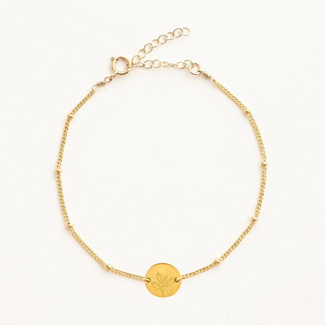 December Holly Gold Birthflower Bracelet