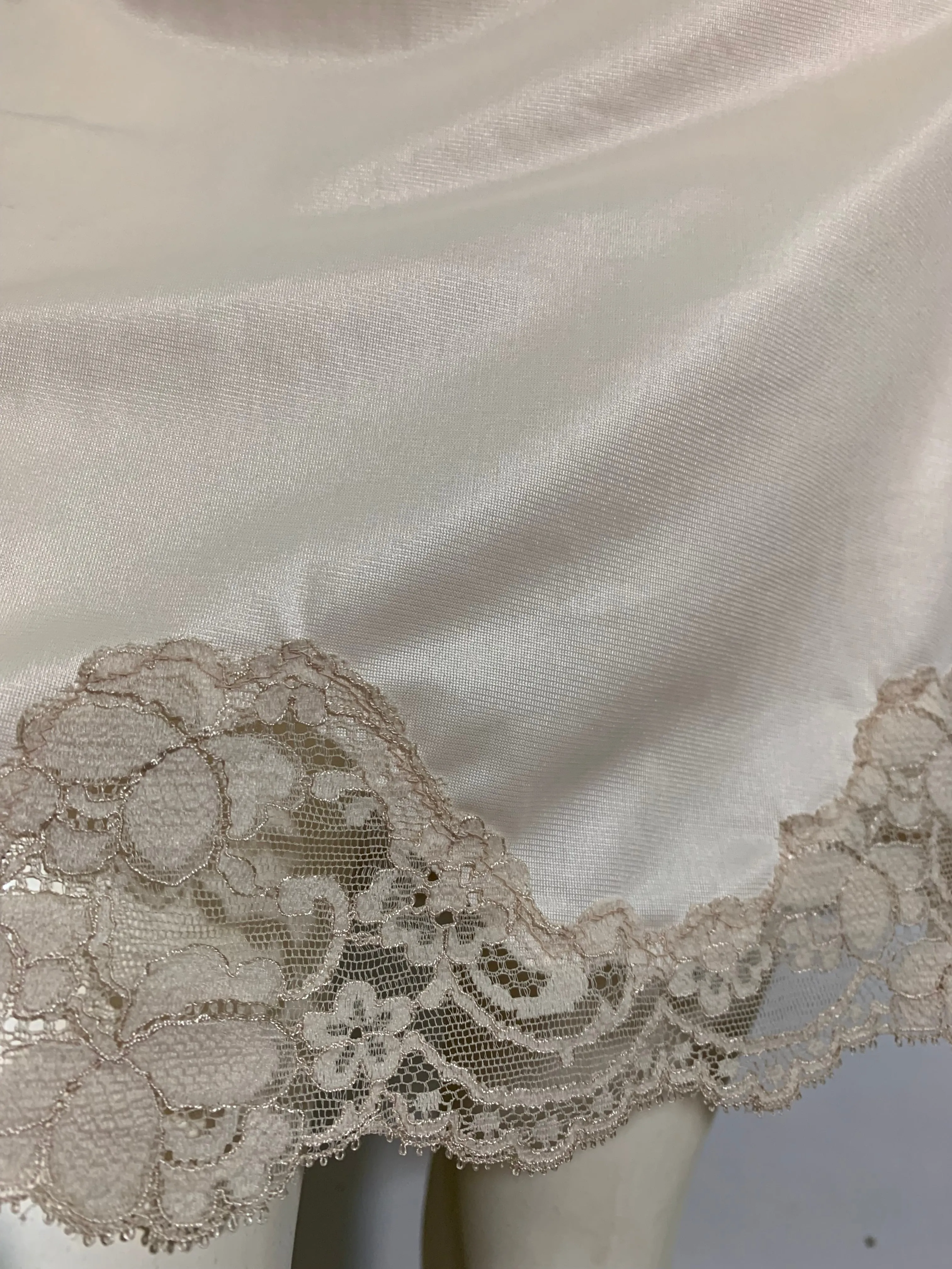 Delicate Blush Nylon and Lace Full Slip circa 1950s 32