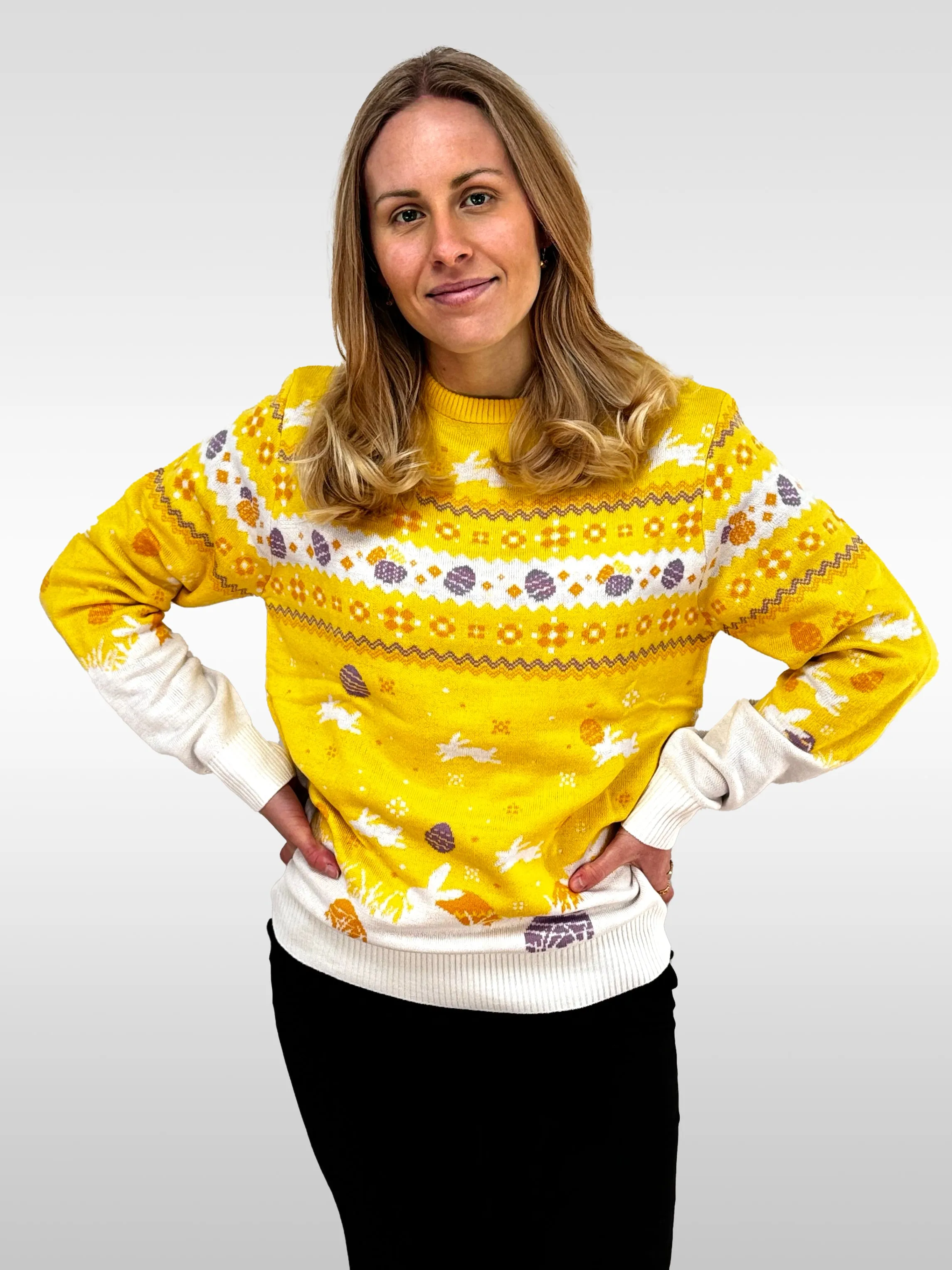 Den Cute Påskesweater Gul - Dame