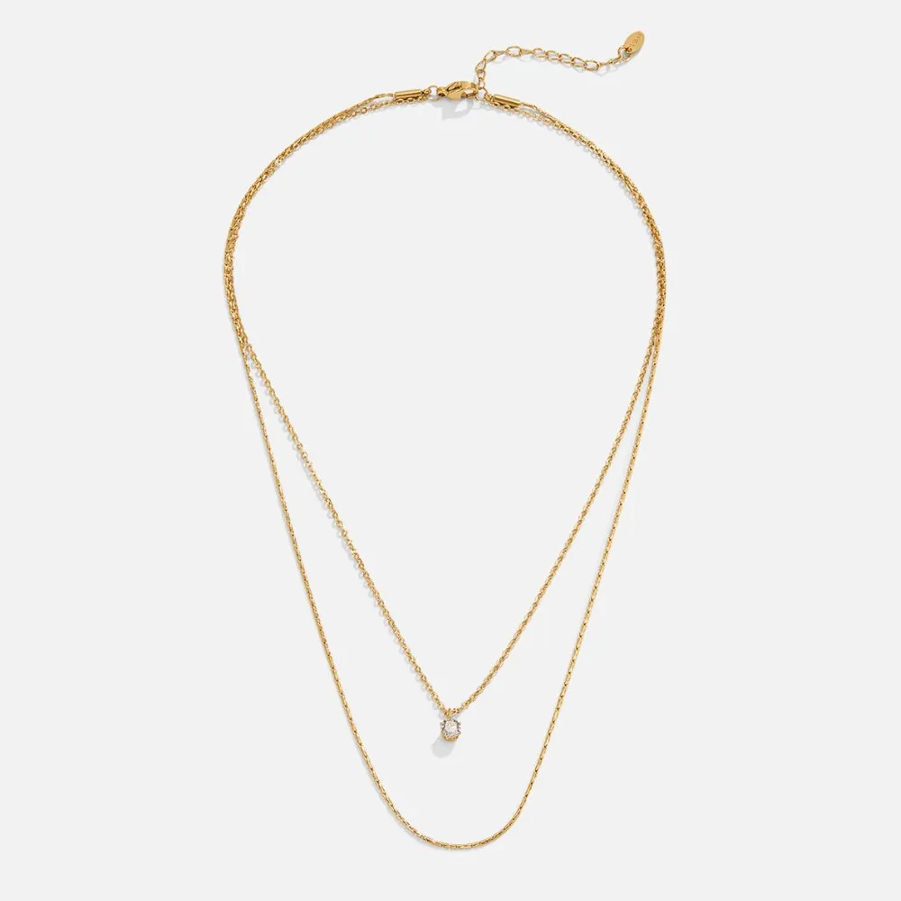 Dina Crystal & Gold Layered Necklace