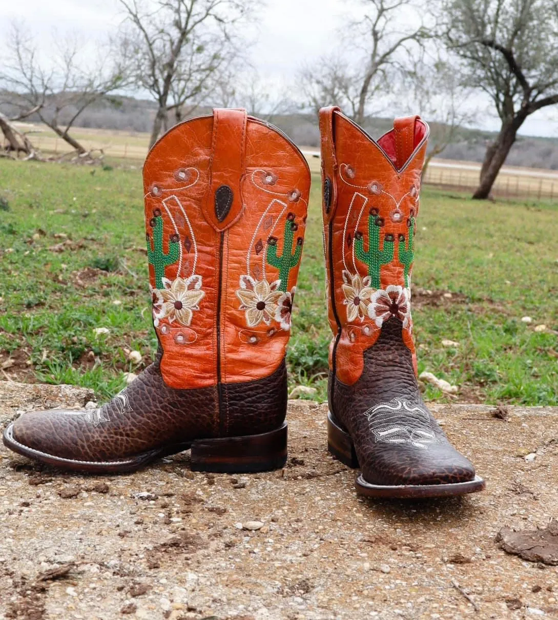 Ferrini Ladies Mesa 8109309 Handcrafted Brown/Orange Cowboy Boots