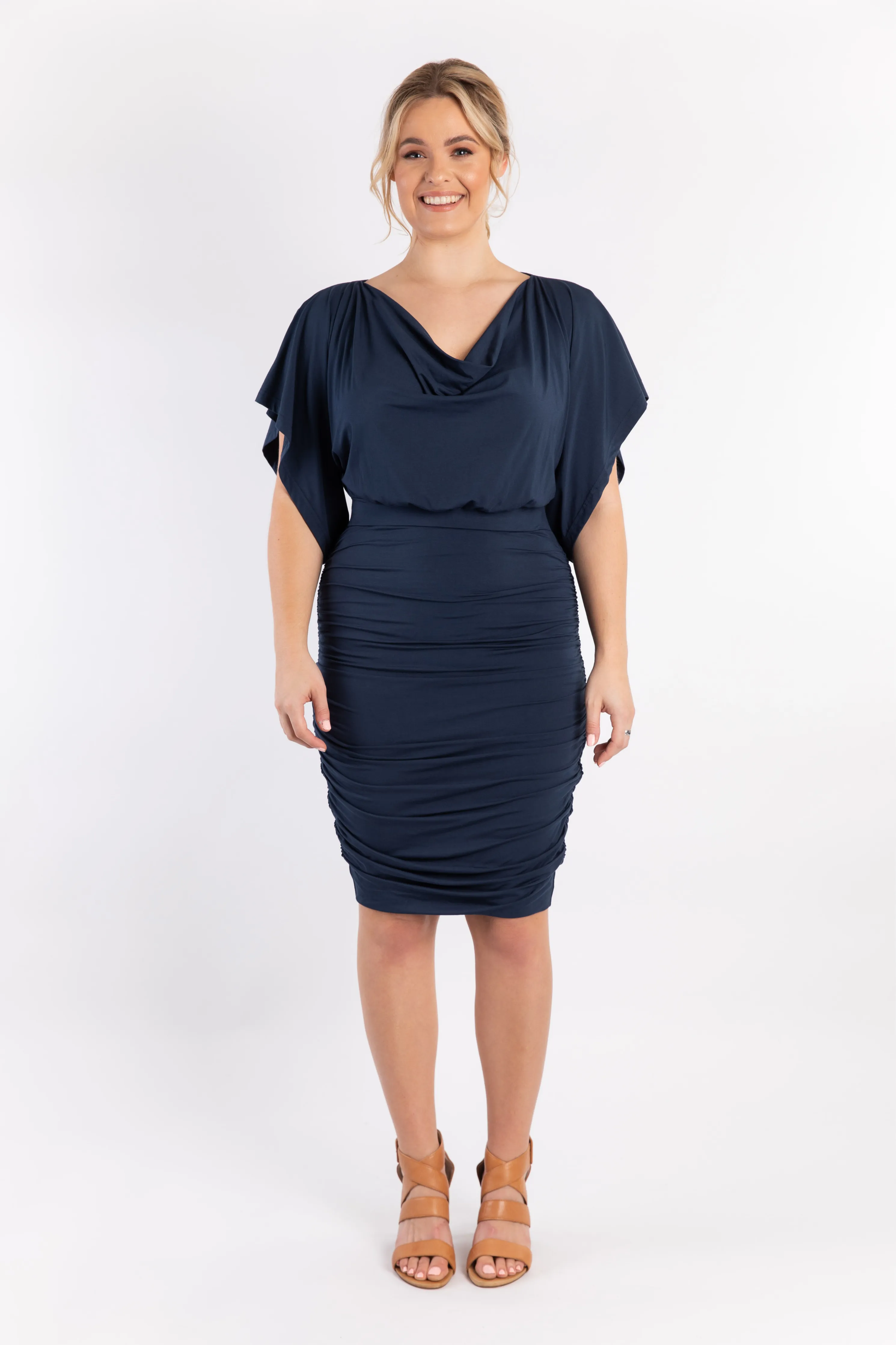 FINAL SALE Billow Dress in Navy