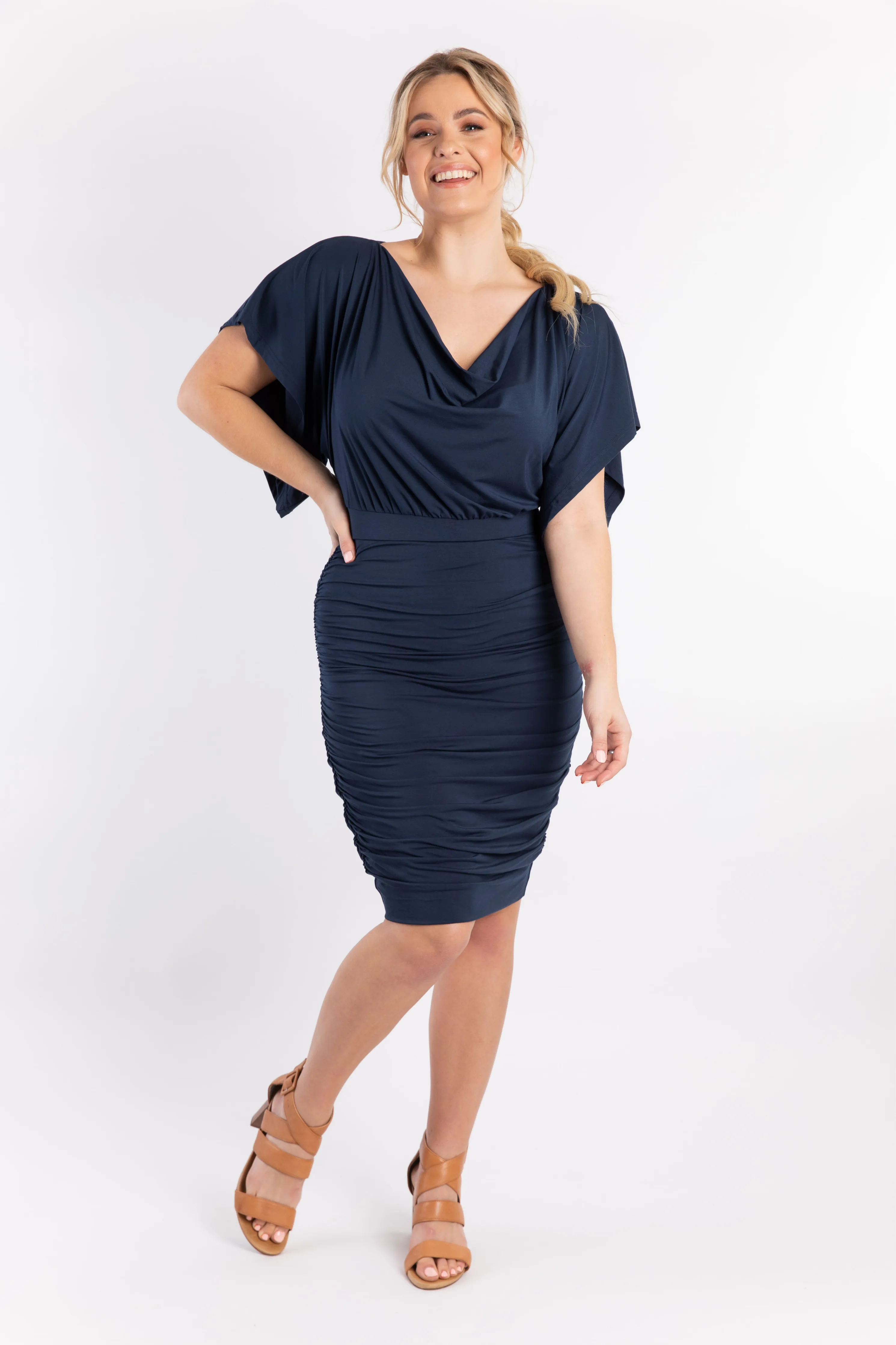 FINAL SALE Billow Dress in Navy