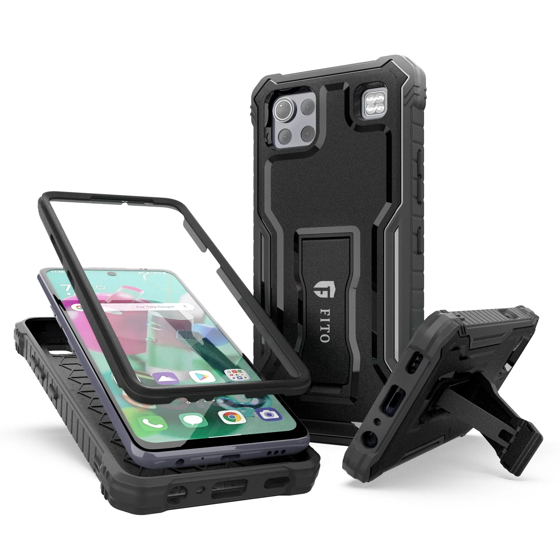 FITO LG K92 5G Case, Dual Layer Shockproof Heavy Duty Case with Screen Protector for LG K92 5G Phone, Built-in Kickstand