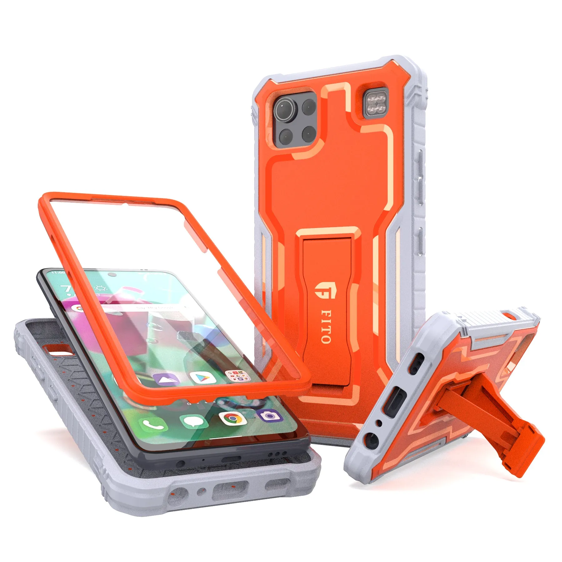 FITO LG K92 5G Case, Dual Layer Shockproof Heavy Duty Case with Screen Protector for LG K92 5G Phone, Built-in Kickstand