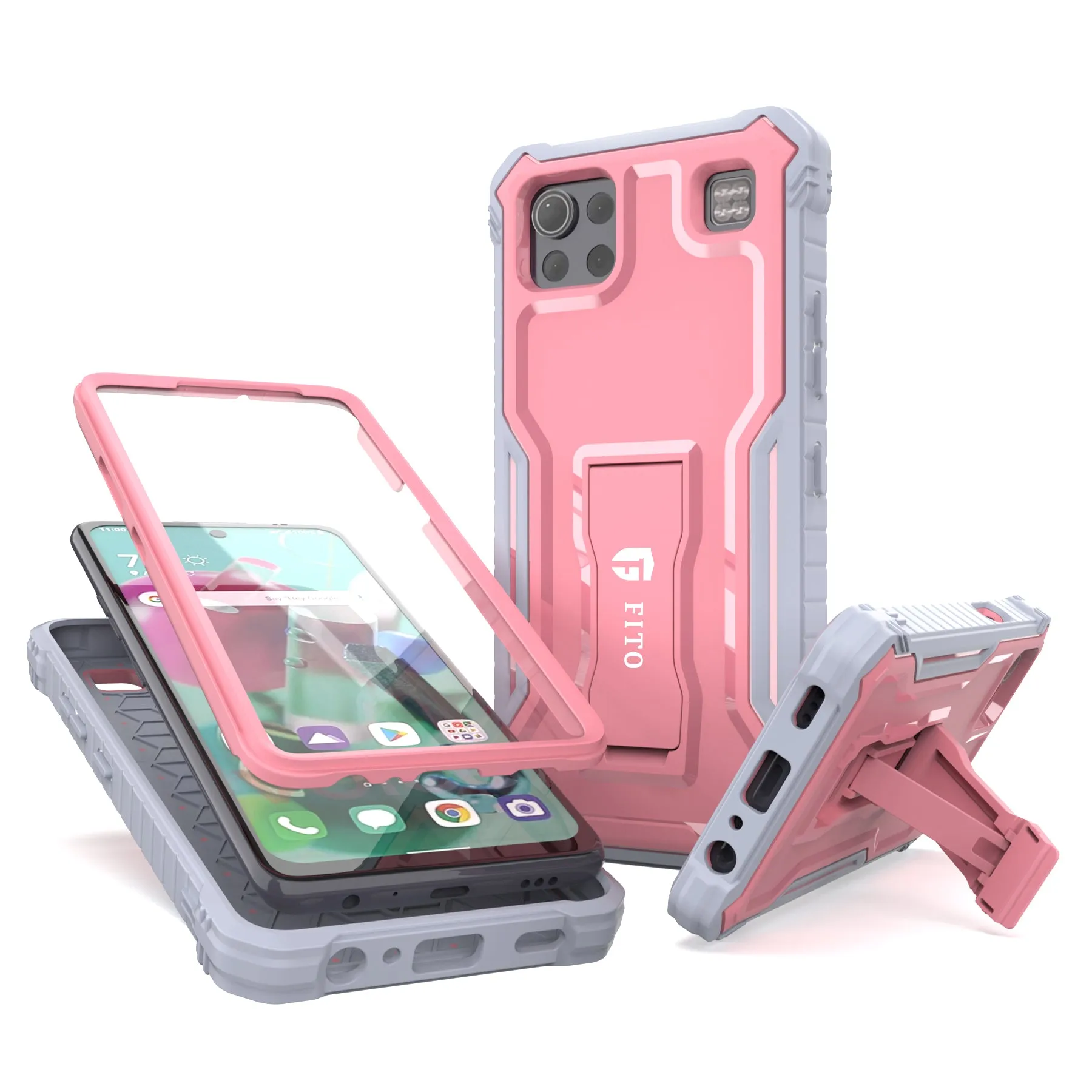 FITO LG K92 5G Case, Dual Layer Shockproof Heavy Duty Case with Screen Protector for LG K92 5G Phone, Built-in Kickstand