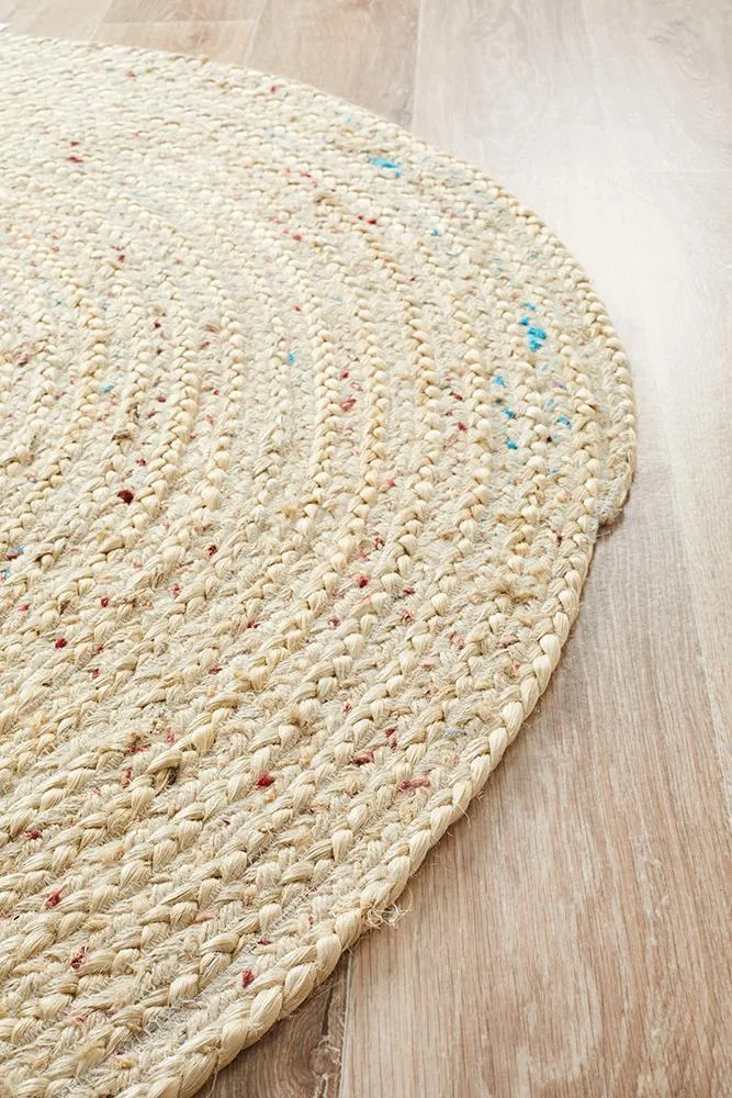 Flatweave Round Jute Rug - Bleached Speckle