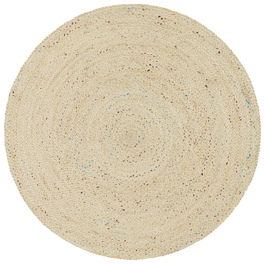 Flatweave Round Jute Rug - Bleached Speckle