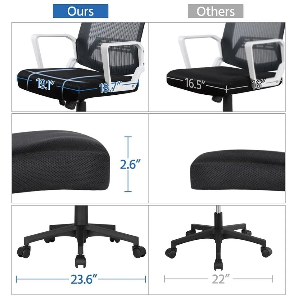 FlexVybe™ Ergonomic Mesh Office Chair: Mid-Back Task Computer Chair with Wheels