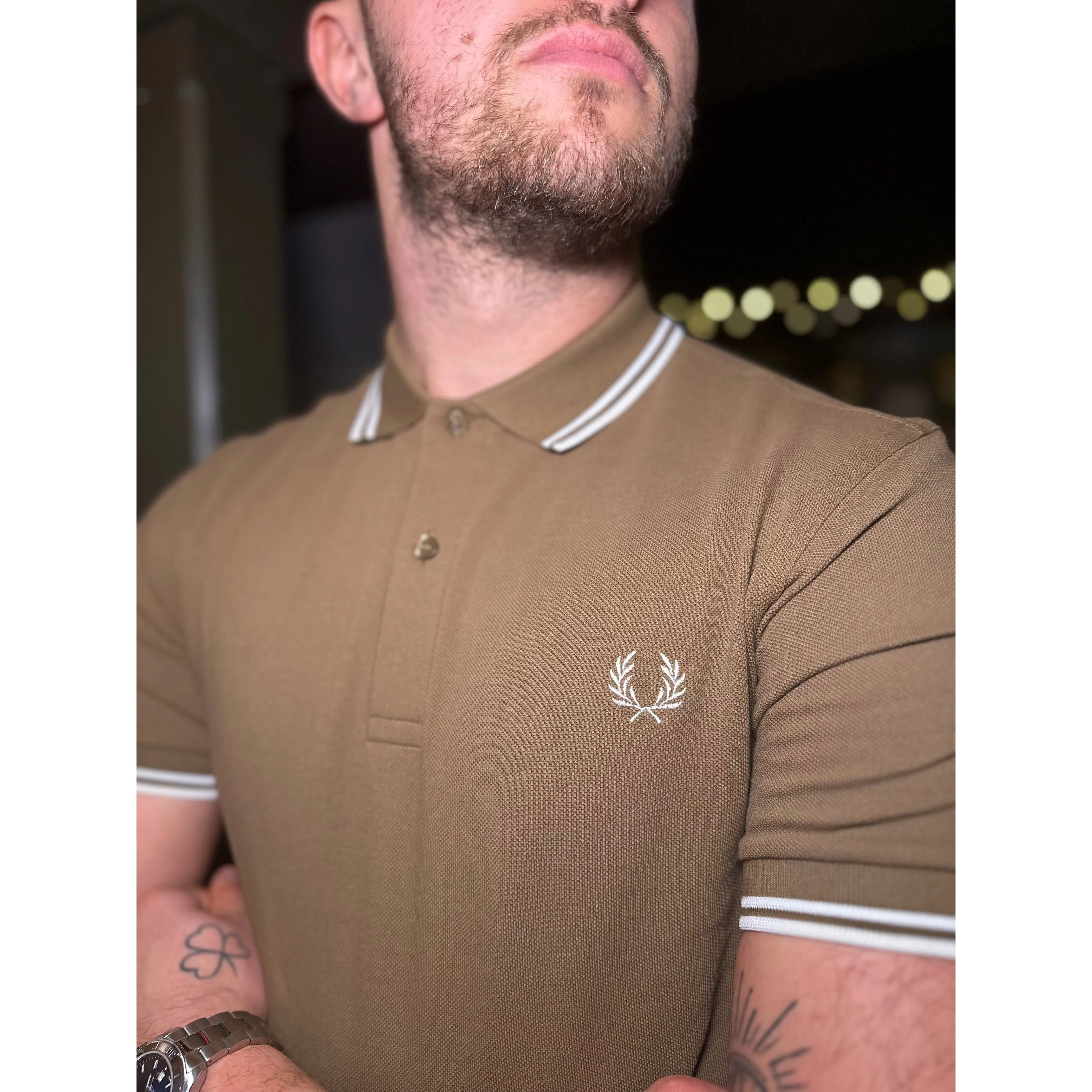 Fred Perry - M3600 Twin Tipped Shaded Stone / Snow White / Ecru - Polo